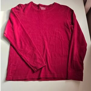 L.L. Bean Clean Girl Minimalist Burgundy Red Long Sleeve Tee Women's Small